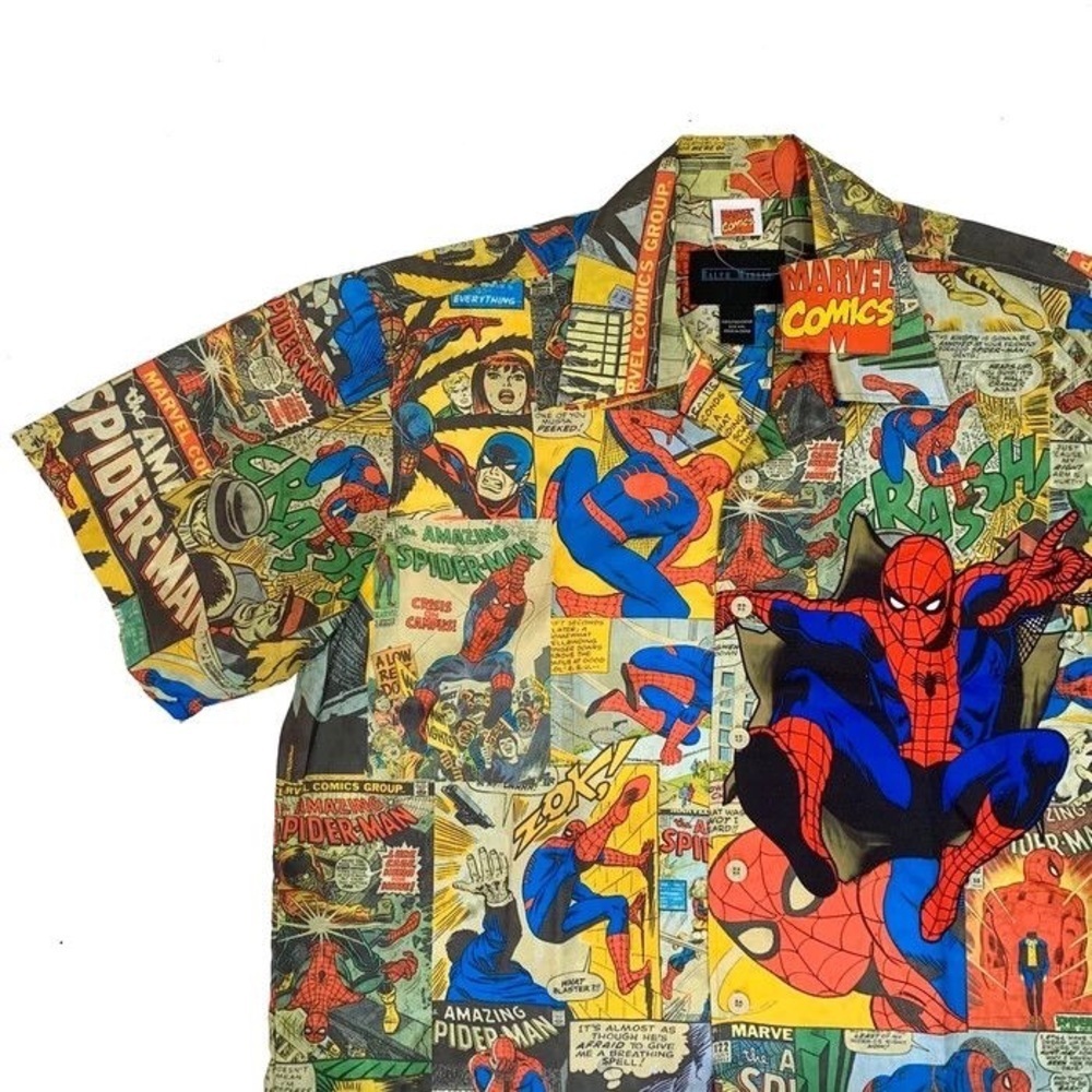 Marvel Comics x Ralph Marlin Spider-Man All Over Print NWOT Button Shirt - Picture 2 of 9